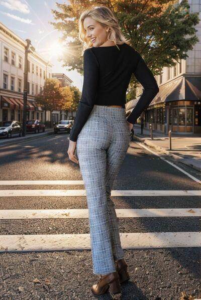 Heimish Full Size Plaid Flare Pants With Wide Waist Band Plus Size