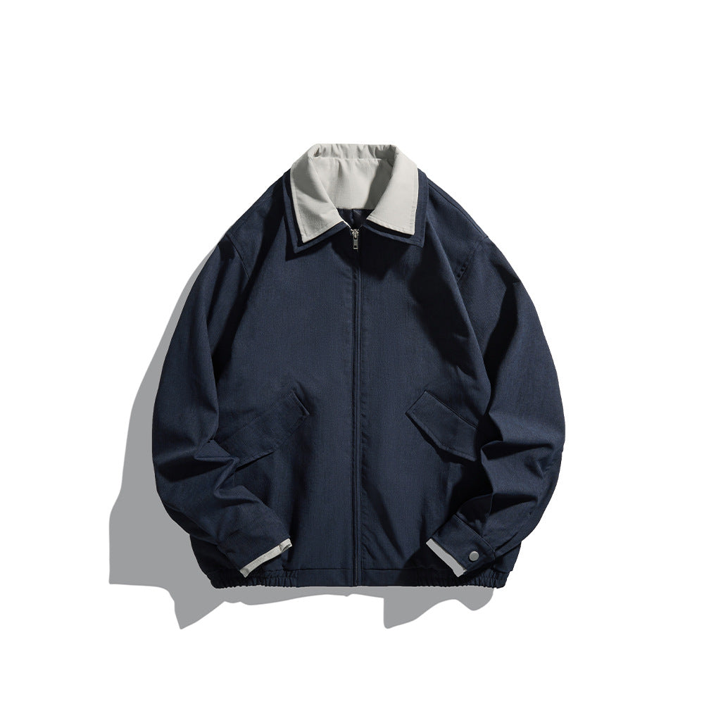 Double Layered Collar  False Two-Piece Splicing  Loose Fit Versatile Jacket Coat