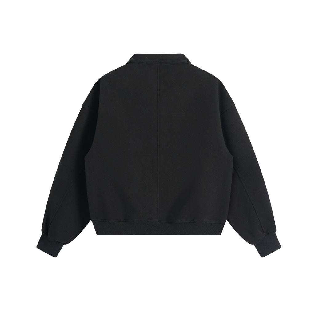 Structural Patchwork Loose Fit Hoodie with Turn-Down Collar