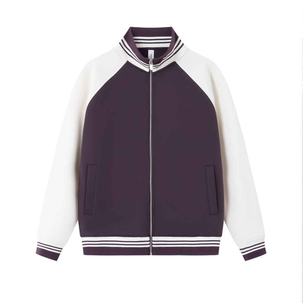 Stand up collar contrasting zipper jacket