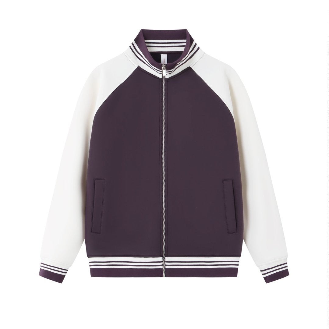 Stand up collar contrasting zipper jacket