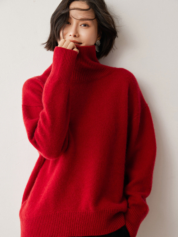 Women's thick and loose autumn and winter high neck sweater
