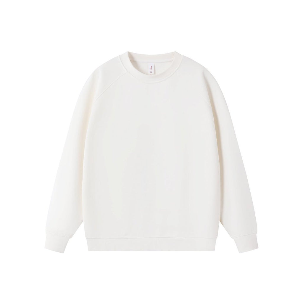 Solid color round neck pullover hoodie