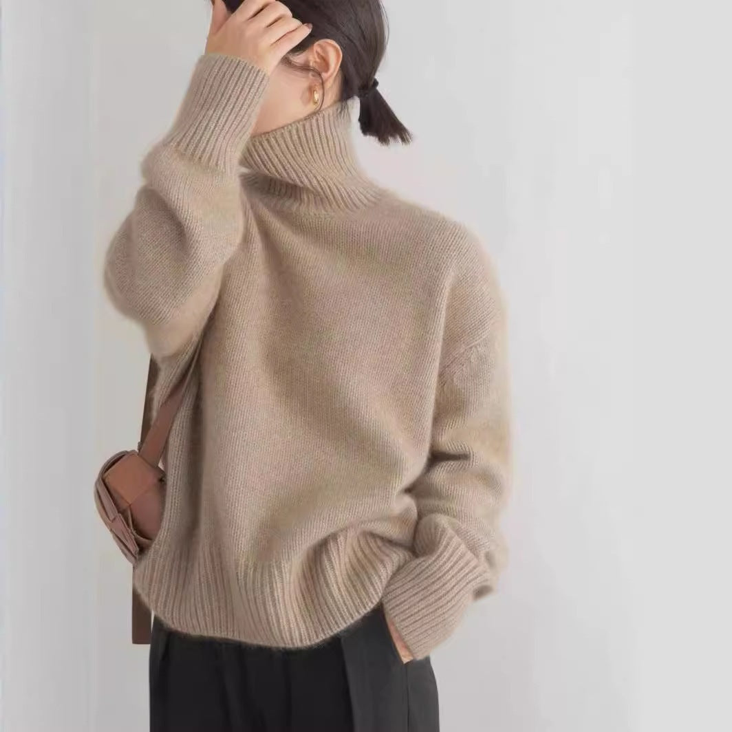 Women's thick and loose autumn and winter high neck sweater