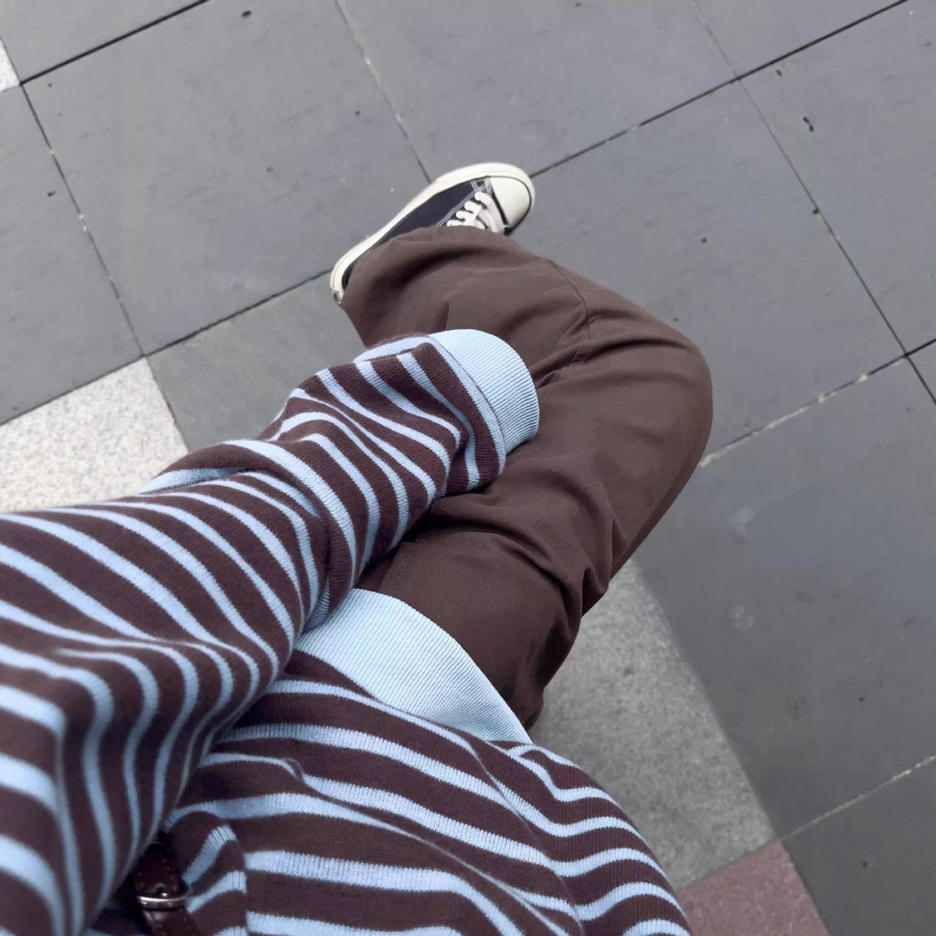 Collar striped sweater for women in autumn and winter