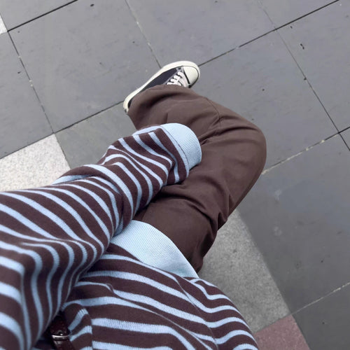 Collar striped sweater for women in autumn and winter