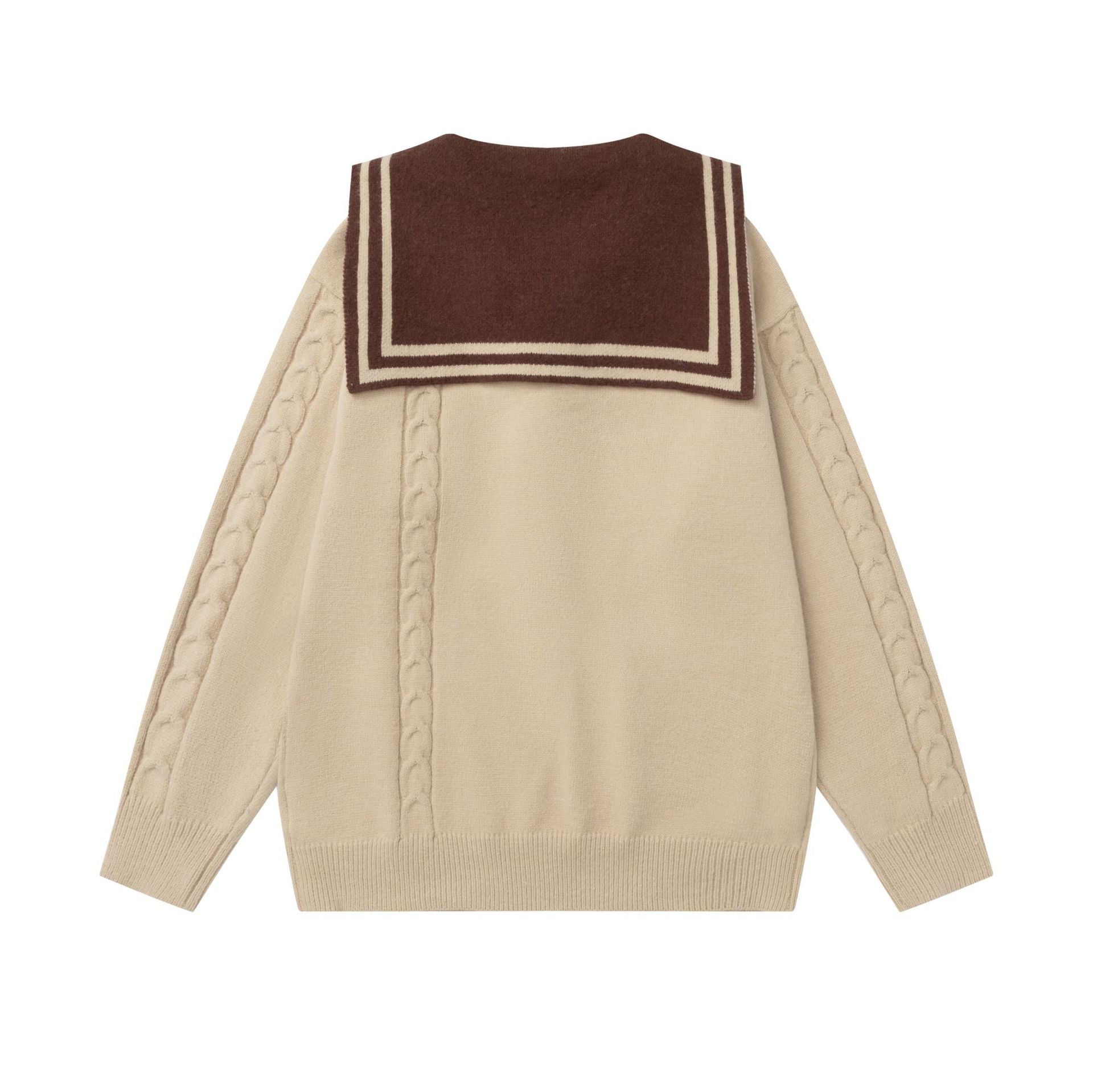 Striped large collar sweater