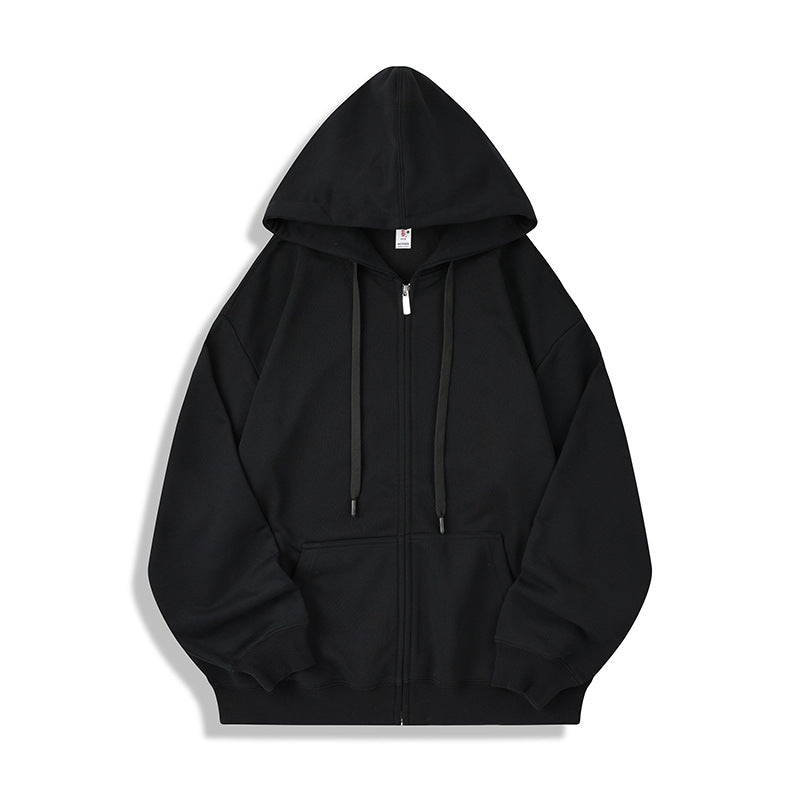 Hooded zipper long sleeved sweatshirt