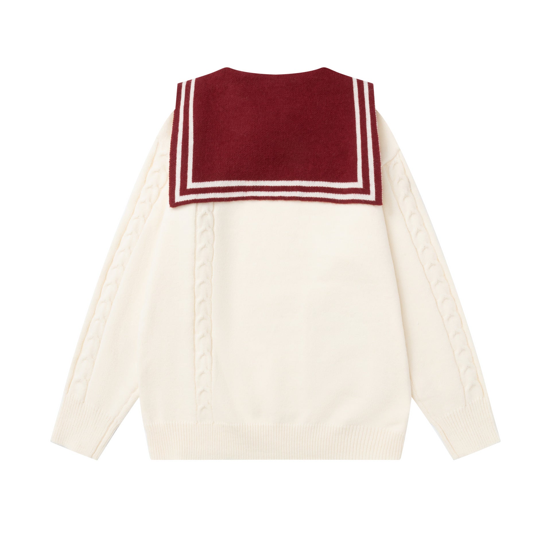 Striped large collar sweater
