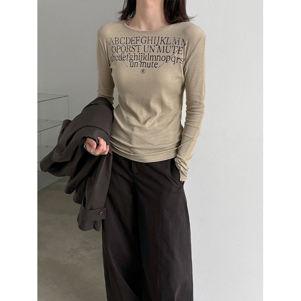 Round Neck Long Sleeve T-Shirt for Women Casual Workwear Basic Top