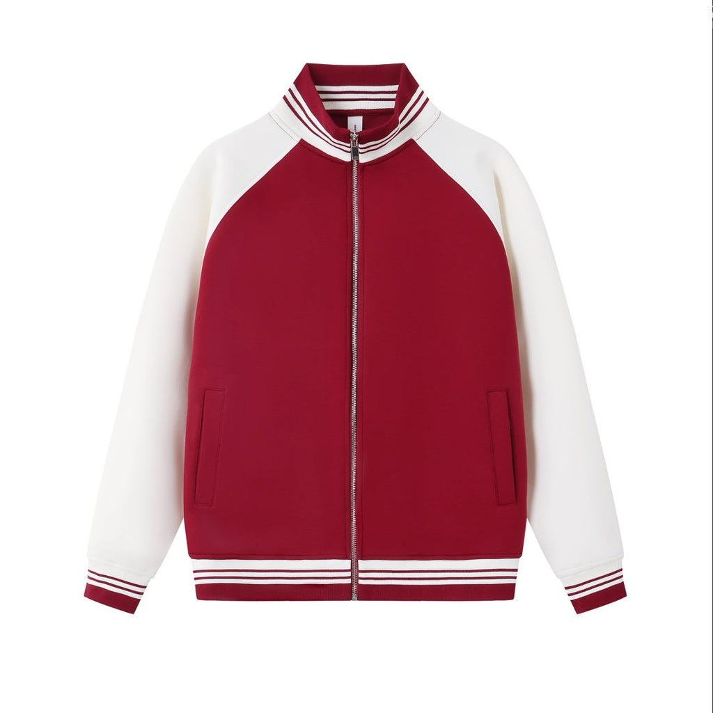 Stand up collar contrasting zipper jacket