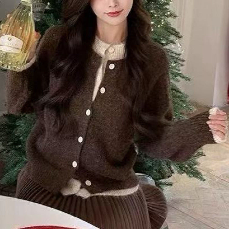 Fake Two-Piece Loose Soft Knit Sweater Coat for Women