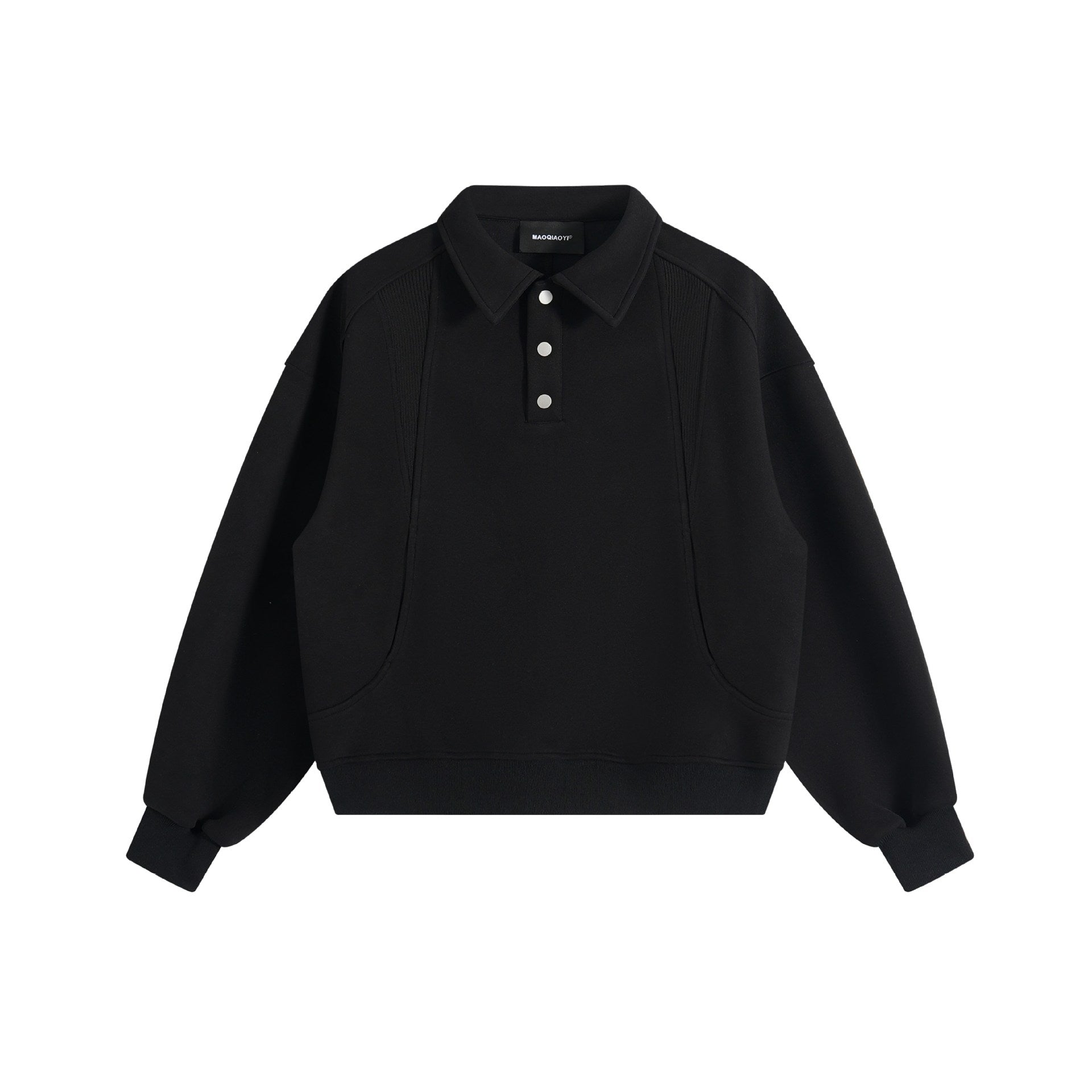 Structural Patchwork Loose Fit Hoodie with Turn-Down Collar