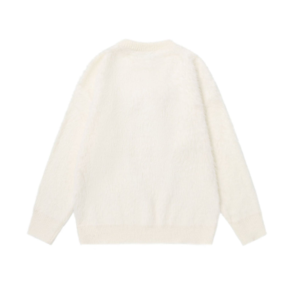 Checkered scarf round neck sweater