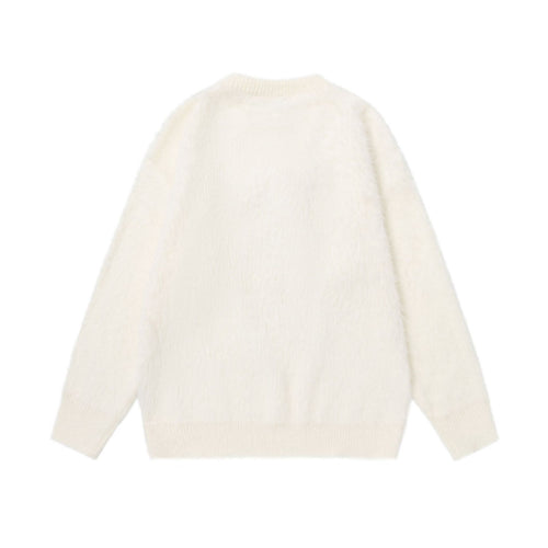 Checkered scarf round neck sweater