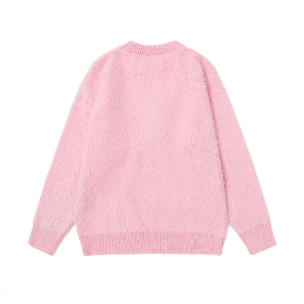 Checkered scarf round neck sweater