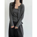 Striped Long Sleeve Cardigan + Matching Color Camisole Set for Women Slim-Fit Layered Two-Piece Outfit