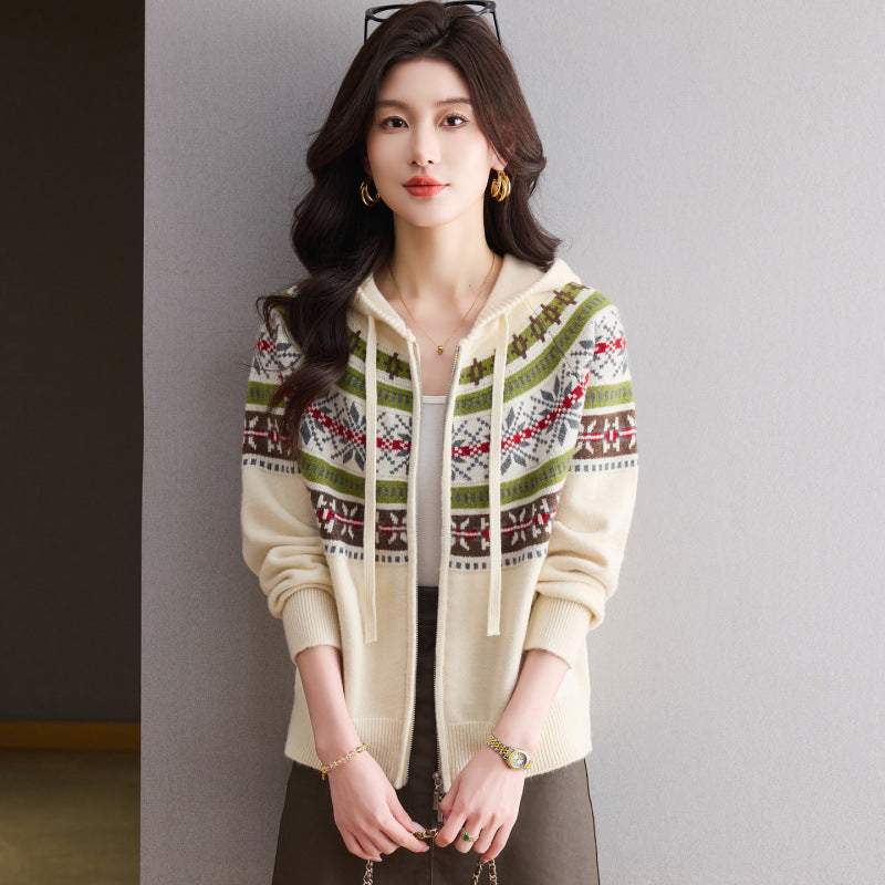 Open Front Hooded Sweater for Women, Loose Knit Cardigan, Casual Outerwear