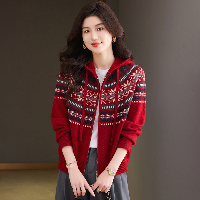 Open Front Hooded Sweater for Women, Loose Knit Cardigan, Casual Outerwear