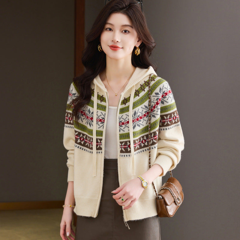 Open Front Hooded Sweater for Women, Loose Knit Cardigan, Casual Outerwear