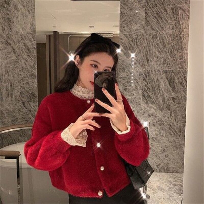 Faux Mink Knit Cardigan for Women, Loose Fit, Soft and Cozy Sweater Coat