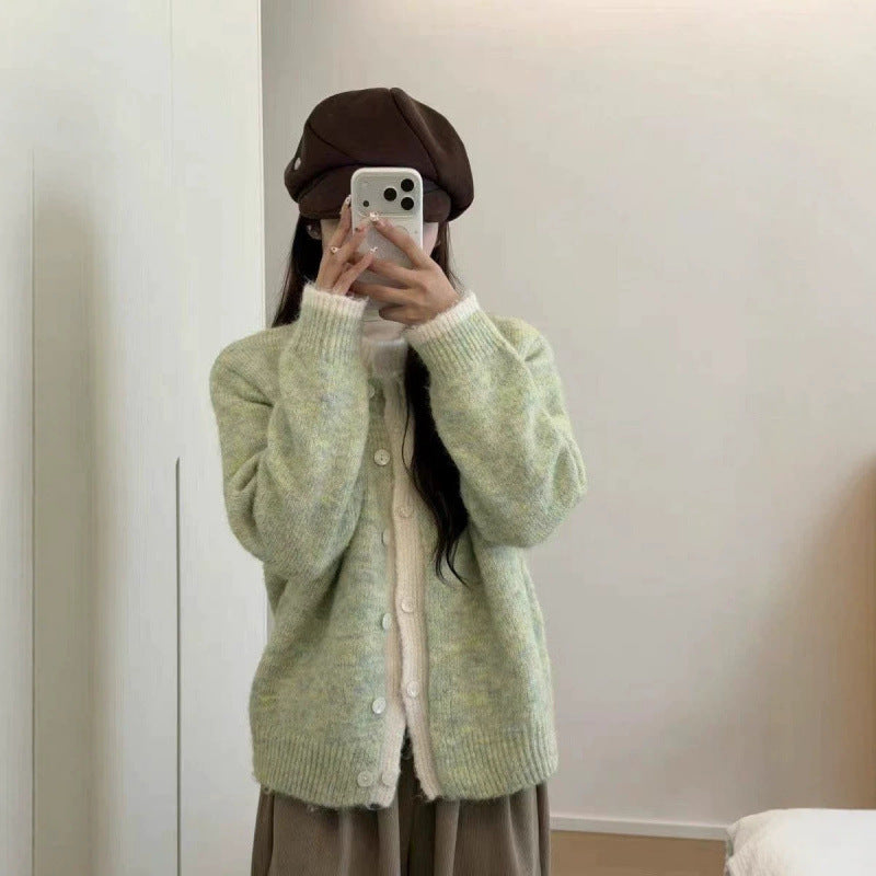 Fake Two-Piece Loose Soft Knit Sweater Coat for Women