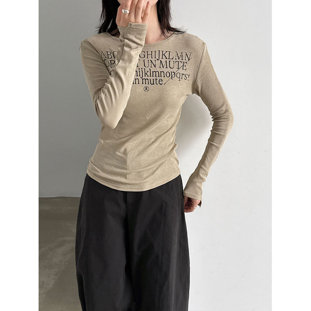 Round Neck Long Sleeve T-Shirt for Women Casual Workwear Basic Top
