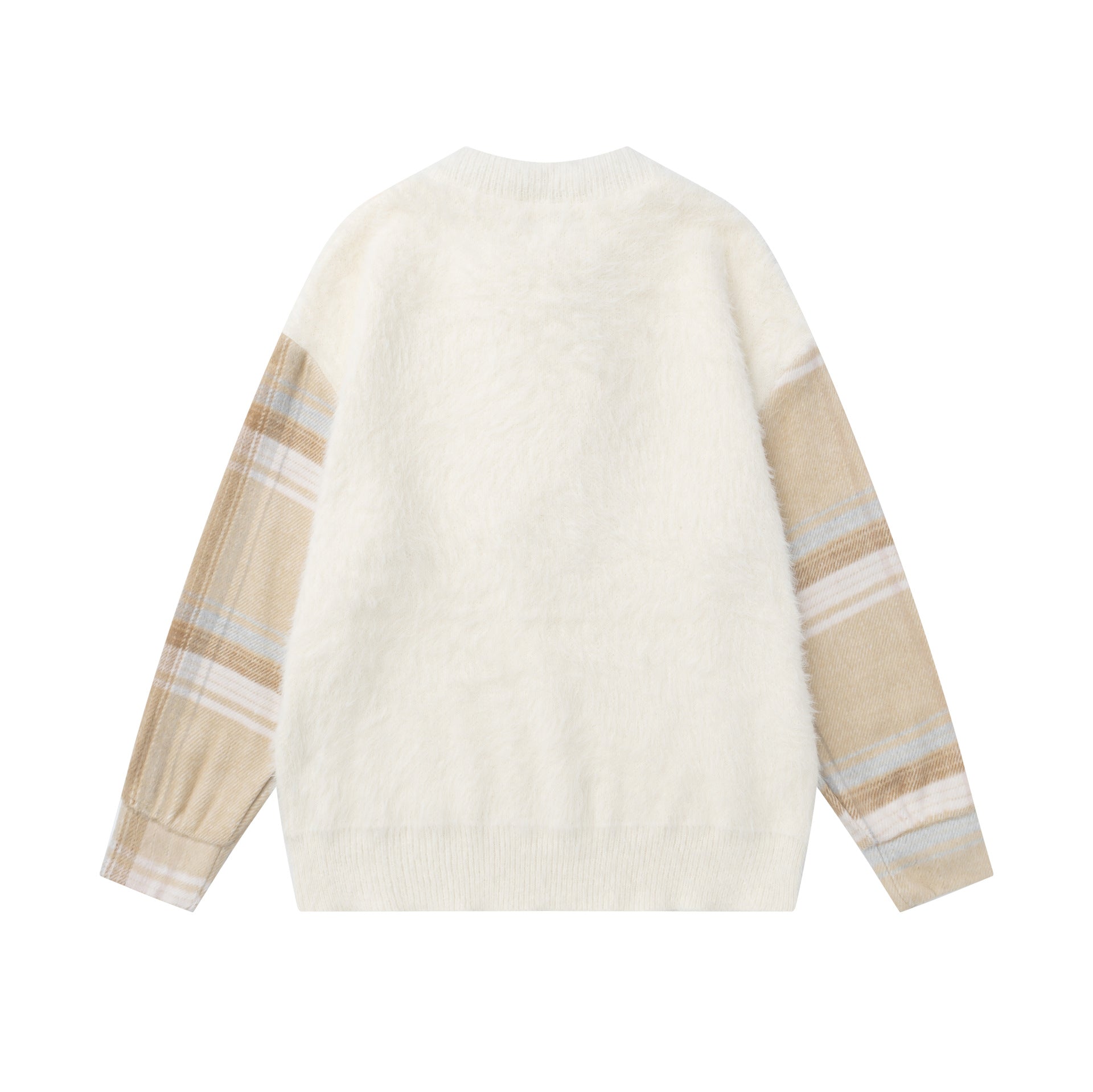 Splicing plaid tie sweater