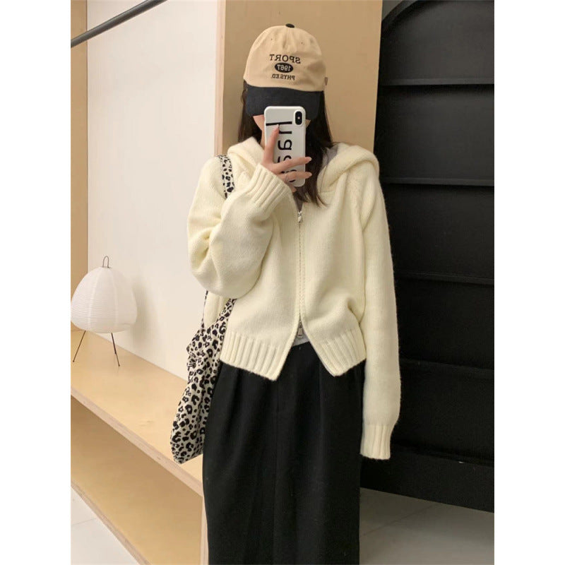 Chic Double-Zip Short Cardigan Sweater