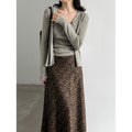 Lace Trim Knit Two-Piece Set for Women, V-Neck Crop Top + Elegant Fitted Cardigan