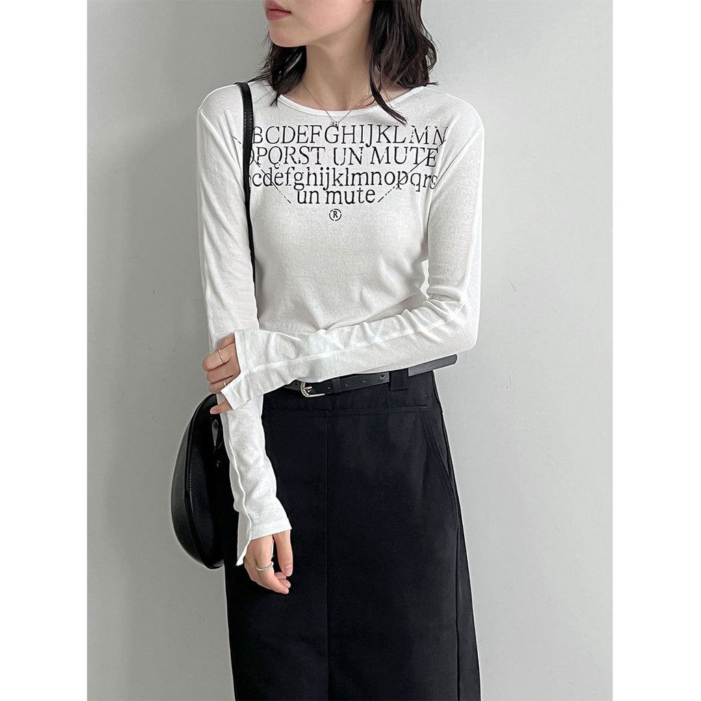 Round Neck Long Sleeve T-Shirt for Women Casual Workwear Basic Top