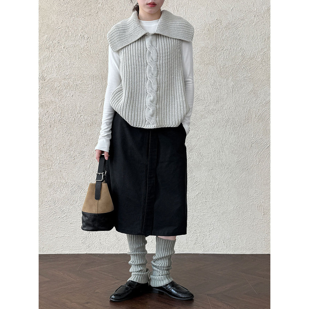 Deer West Minimalist High-Waisted Tie Waist Skirt for Women Early Autumn Commute Smart Slimming A-Line Pencil Mid-Length Skirt
