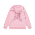 Checkered scarf round neck sweater