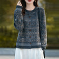 Knitted Cardigan Coat for Women, Embroidered Pattern, Outerwear, Stylish Women's Top