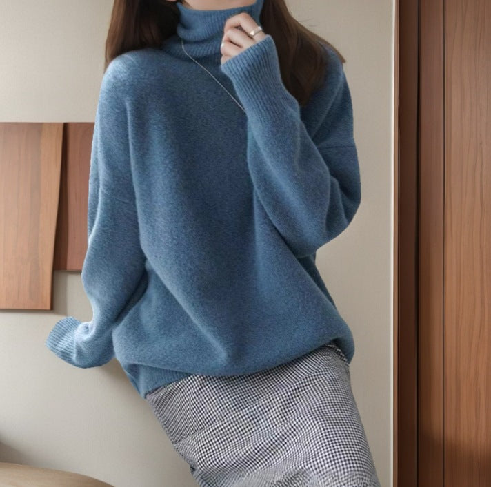 Women's thick and loose autumn and winter high neck sweater
