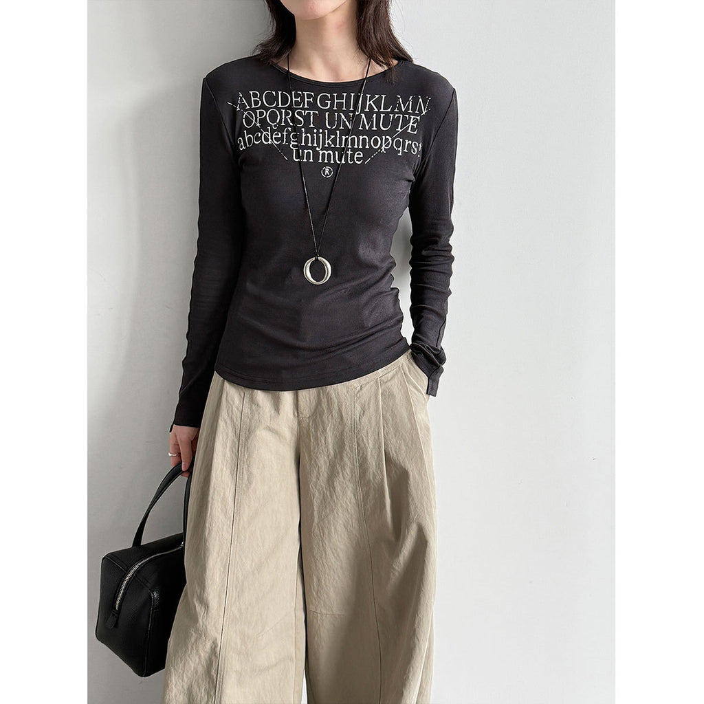 Round Neck Long Sleeve T-Shirt for Women Casual Workwear Basic Top