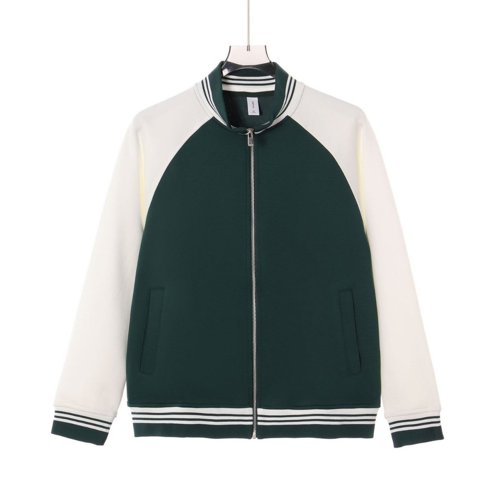 Stand up collar contrasting zipper jacket