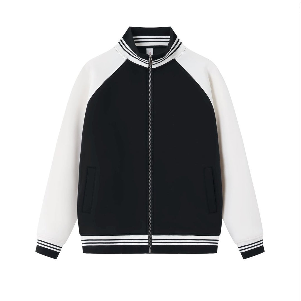 Stand up collar contrasting zipper jacket