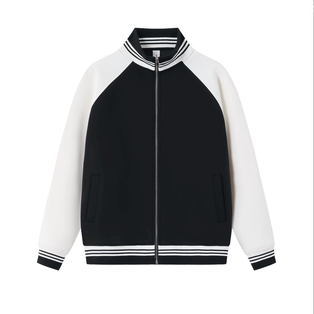 Stand up collar contrasting zipper jacket