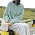Faux Mink Knit Cardigan for Women, Loose Fit, Soft and Cozy Sweater Coat