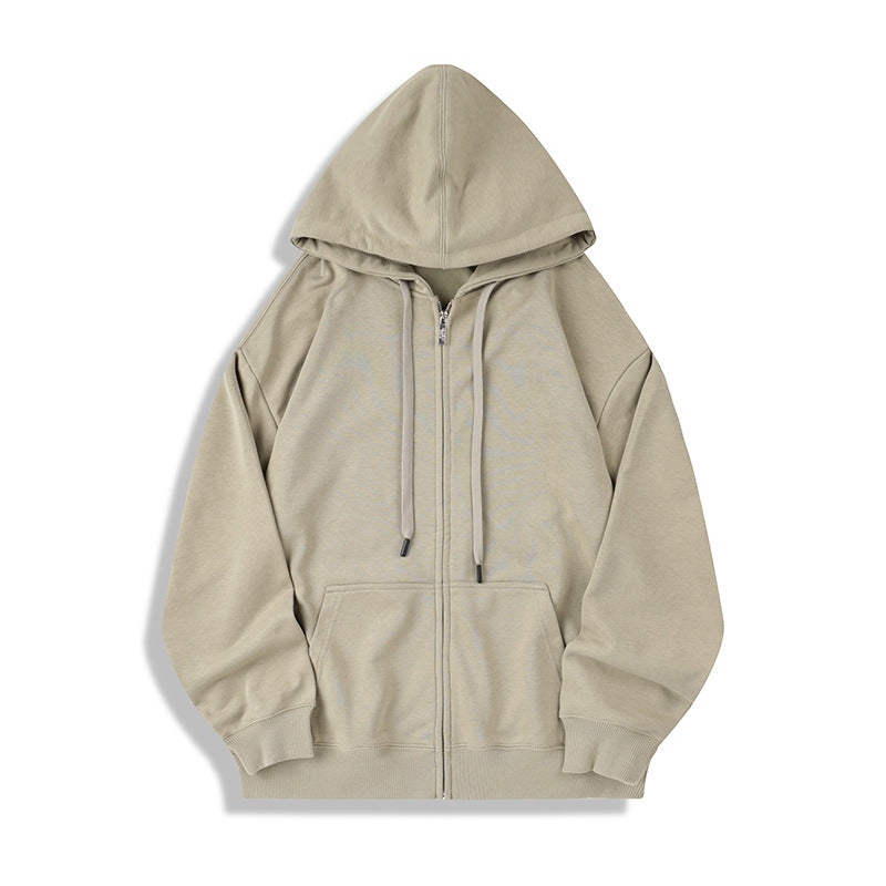 Hooded zipper long sleeved sweatshirt