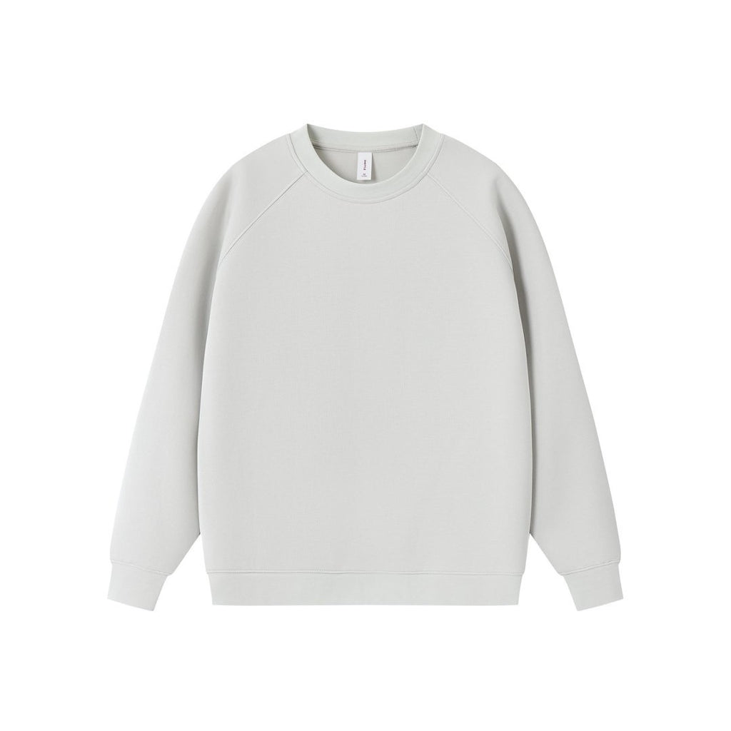 Solid color round neck pullover hoodie