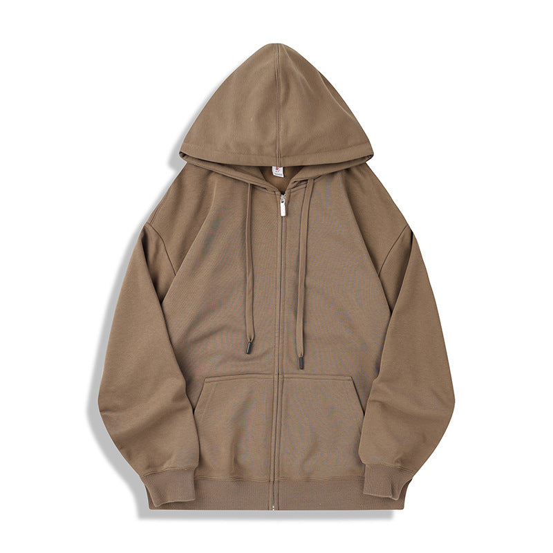 Hooded zipper long sleeved sweatshirt