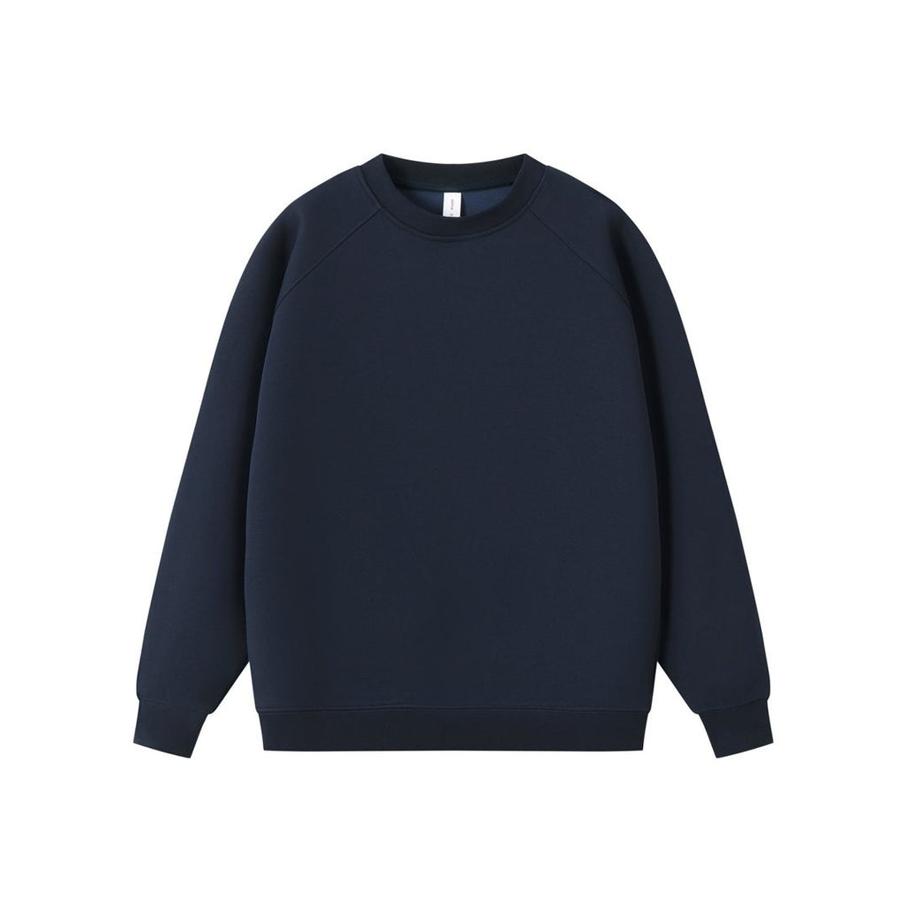 Solid color round neck pullover hoodie