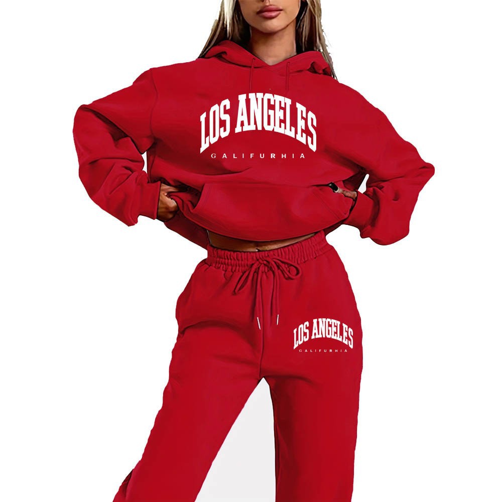 women's sportswear hoodie set,printed  casual high-quality hooded sweatshirt set
