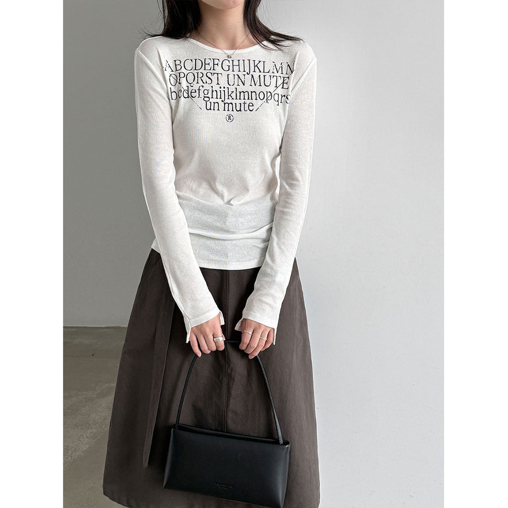 Round Neck Long Sleeve T-Shirt for Women Casual Workwear Basic Top