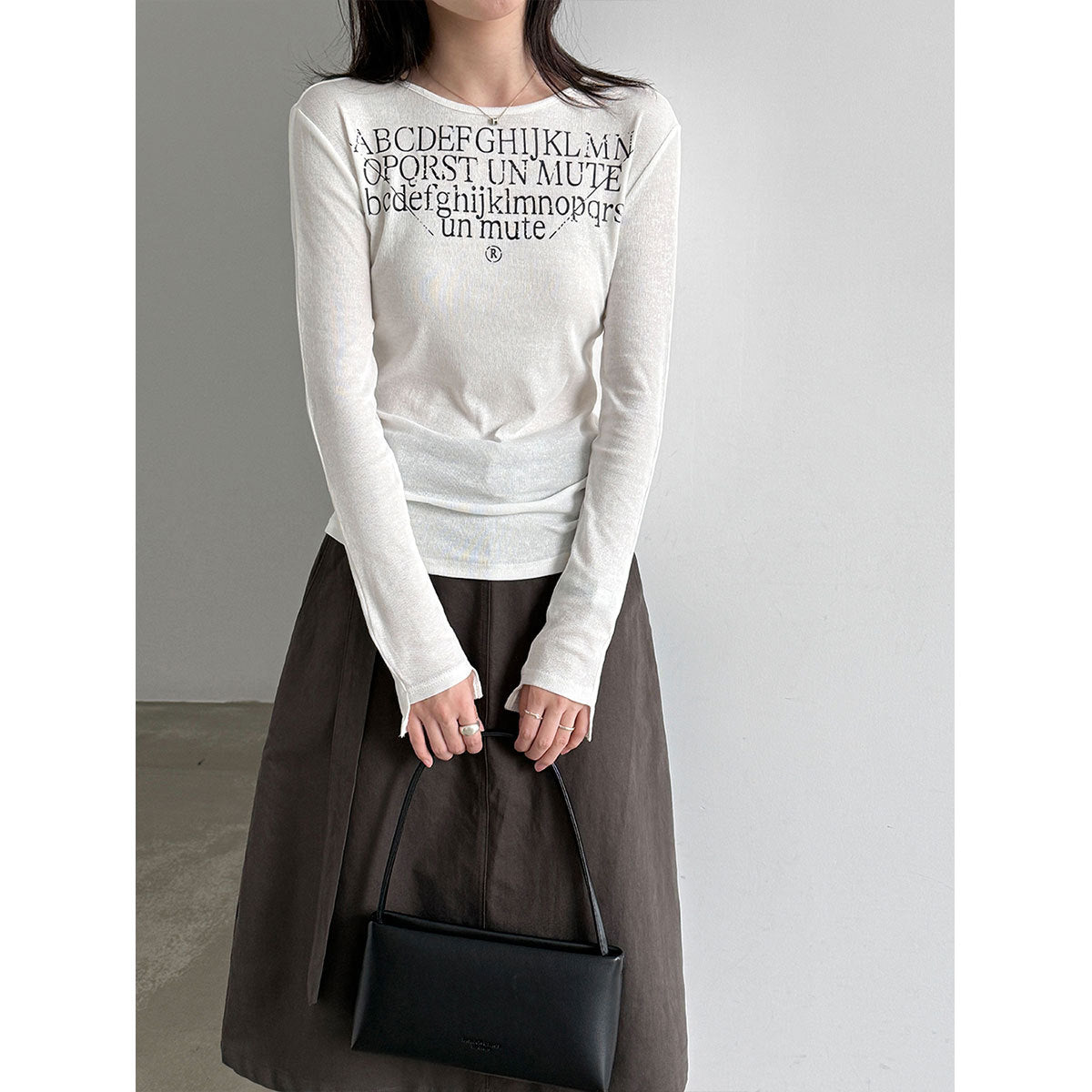 Round Neck Long Sleeve T-Shirt for Women Casual Workwear Basic Top