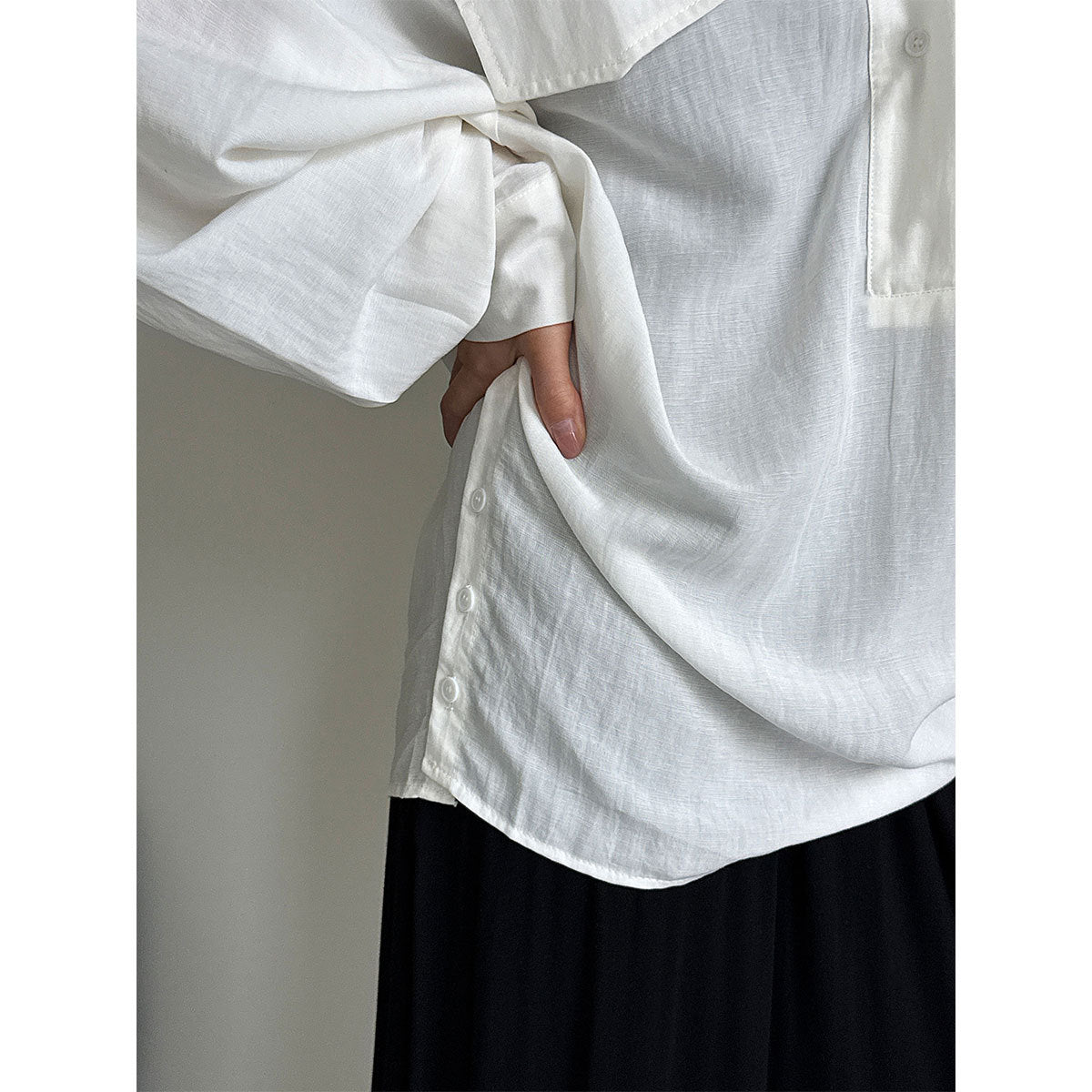 V-Neck Linen Shirt for Women, Long Sleeve, Autumn New Arrival, Elegant Blogger Loose Fit Design Blouse