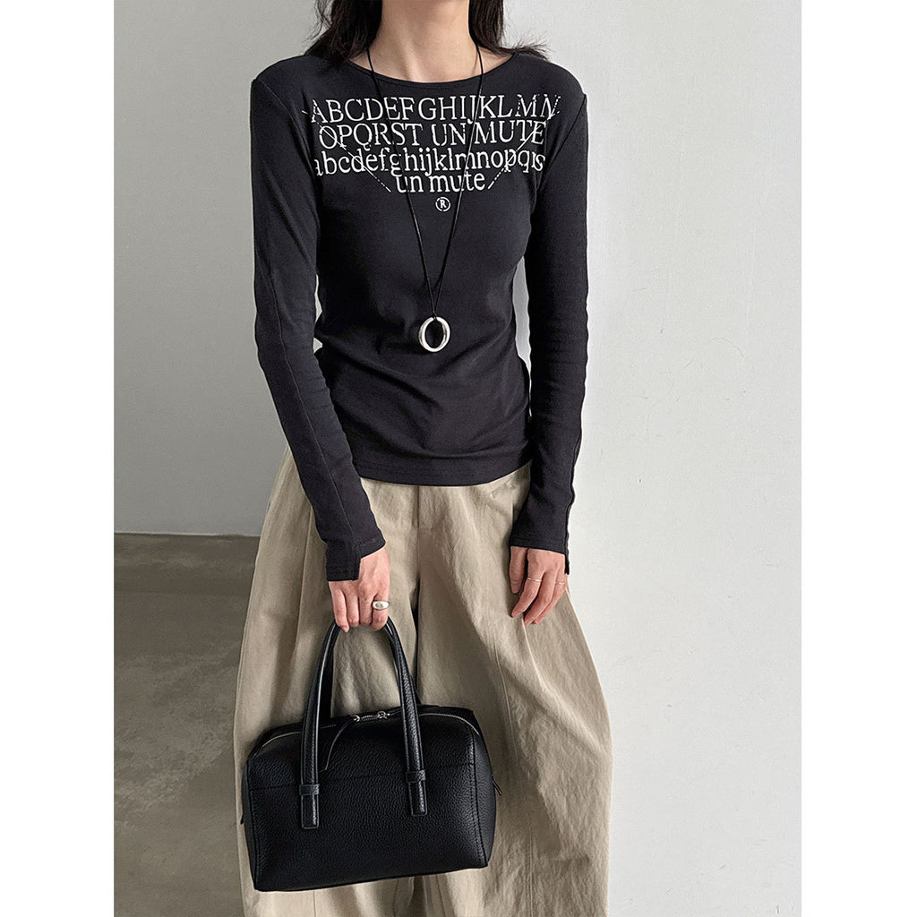 Round Neck Long Sleeve T-Shirt for Women Casual Workwear Basic Top