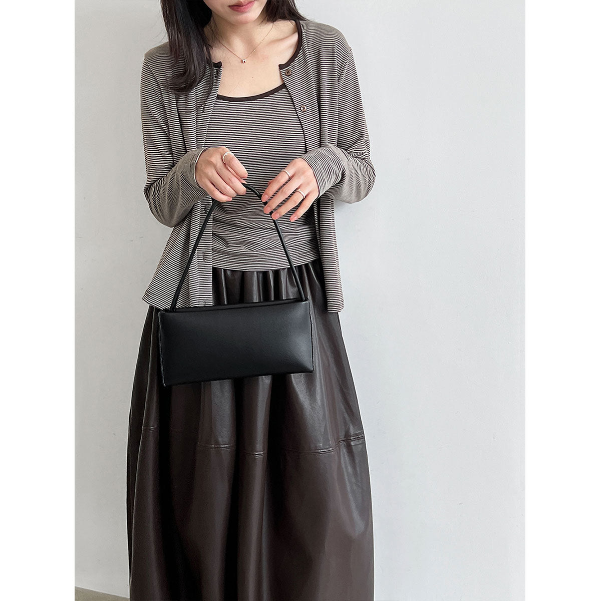 Striped Long Sleeve Cardigan + Matching Color Camisole Set for Women Slim-Fit Layered Two-Piece Outfit